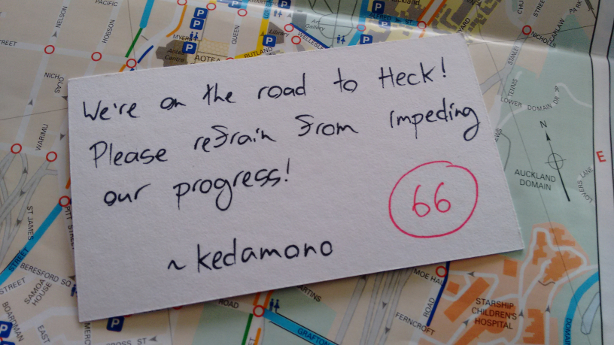 We're on the road to Heck! Please refrain from impeding our progress!